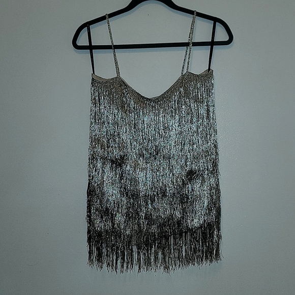 Rachel Zoe fringe metallic blouse - Picture 4 of 7